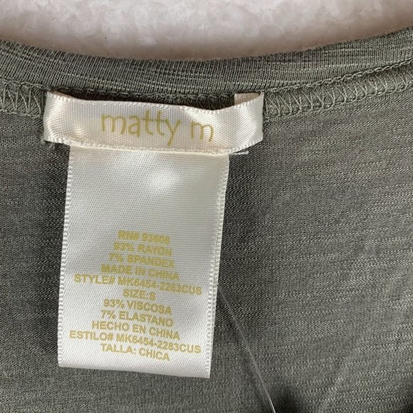 Matty M Blouse Womens Small Olive‎ Green V-Neck Short Sleeve Pullover Top S6532 - Picture 2 of 7